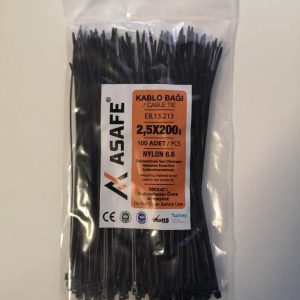 ASAFE 2,5x200 Plastik Kablo Bağı (100 Ad)