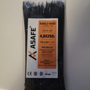 ASAFE 4,8x250 Plastik Kablo Bağı (100 Ad)